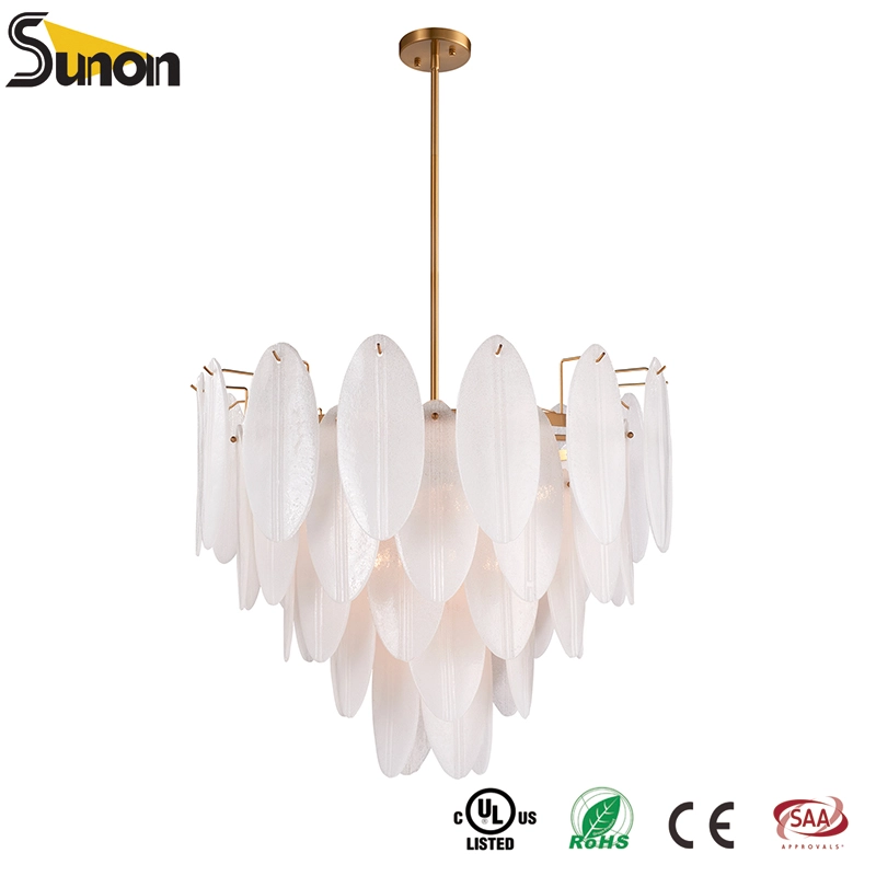 Contemporary Oval Round Frosted Glass Chandelier